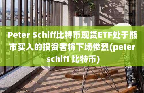 Peter Schiff比特币现货ETF处于熊市买入的投资者将下场惨烈(peter schiff 比特币)