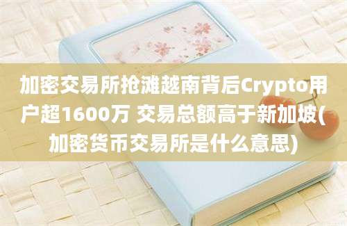 加密交易所抢滩越南背后Crypto用户超1600万 交易总额高于新加坡(加密货币交易所是什么意思)