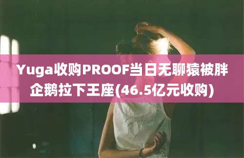 Yuga收购PROOF当日无聊猿被胖企鹅拉下王座(46.5亿元收购)