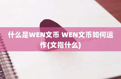 什么是WEN文币 WEN文币如何运作(文指什么)