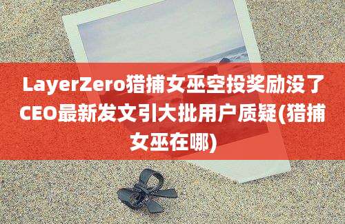 LayerZero猎捕女巫空投奖励没了CEO最新发文引大批用户质疑(猎捕女巫在哪)