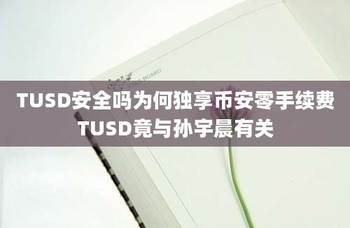 TUSD安全吗为何独享币安零手续费TUSD竟与孙宇晨有关