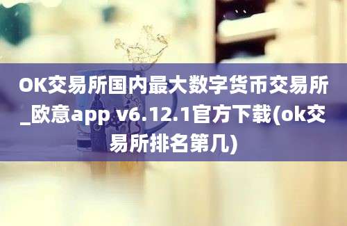 OK交易所国内最大数字货币交易所_欧意app v6.12.1官方下载(ok交易所排名第几)