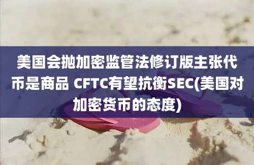 美国会抛加密监管法修订版主张代币是商品 CFTC有望抗衡SEC(美国对加密货币的态度)