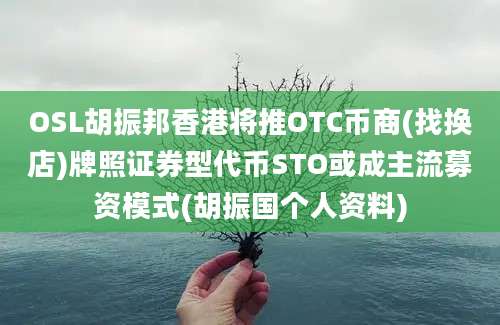 OSL胡振邦香港将推OTC币商(找换店)牌照证券型代币STO或成主流募资模式(胡振国个人资料)