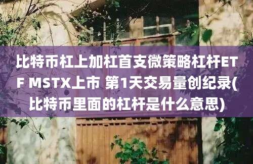 比特币杠上加杠首支微策略杠杆ETF MSTX上市 第1天交易量创纪录(比特币里面的杠杆是什么意思)