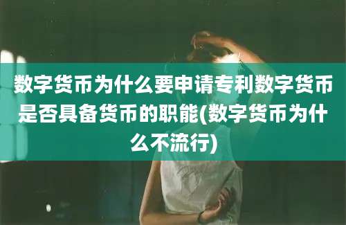 数字货币为什么要申请专利数字货币是否具备货币的职能(数字货币为什么不流行)