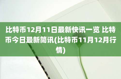 比特币12月11日最新快讯一览 比特币今日最新简讯(比特币11月12月行情)