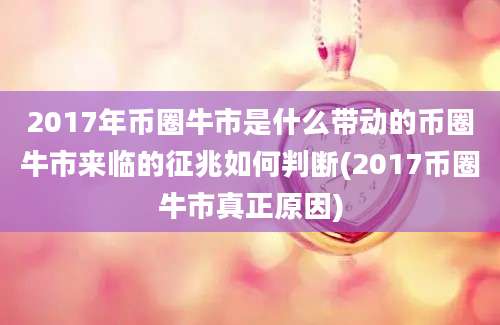 2017年币圈牛市是什么带动的币圈牛市来临的征兆如何判断(2017币圈牛市真正原因)