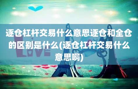 逐仓杠杆交易什么意思逐仓和全仓的区别是什么(逐仓杠杆交易什么意思啊)