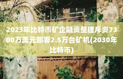 2023年比特币矿企融资整理斥资7300万美元部署2.5万台矿机(2030年比特币)