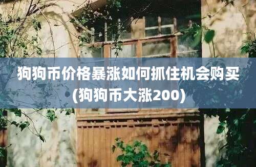 狗狗币价格暴涨如何抓住机会购买(狗狗币大涨200)