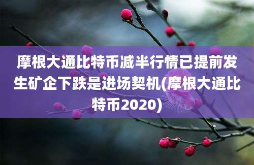 摩根大通比特币减半行情已提前发生矿企下跌是进场契机(摩根大通比特币2020)