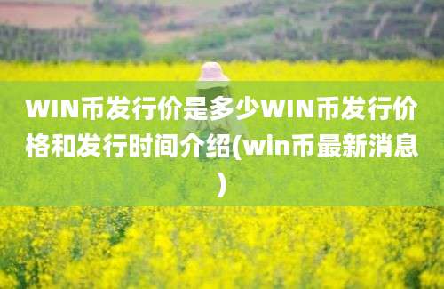 WIN币发行价是多少WIN币发行价格和发行时间介绍(win币最新消息)