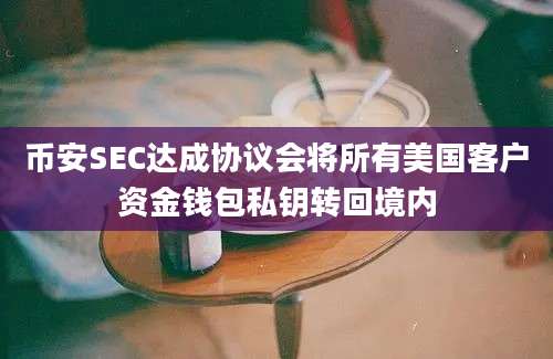 币安SEC达成协议会将所有美国客户资金钱包私钥转回境内