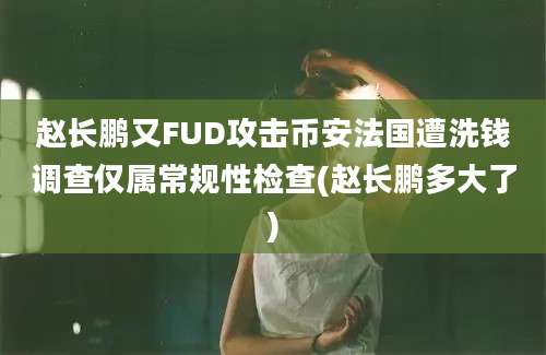 赵长鹏又FUD攻击币安法国遭洗钱调查仅属常规性检查(赵长鹏多大了)