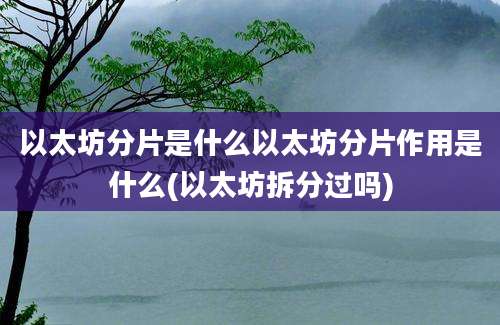 以太坊分片是什么以太坊分片作用是什么(以太坊拆分过吗)