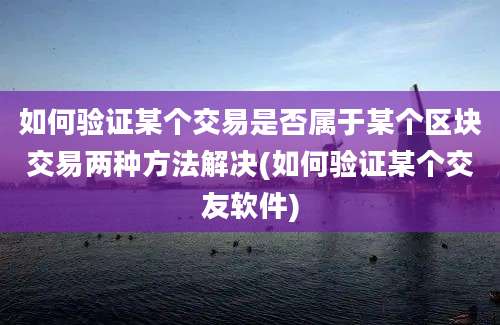 如何验证某个交易是否属于某个区块交易两种方法解决(如何验证某个交友软件)