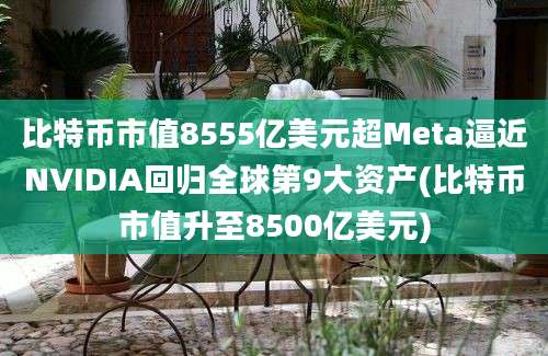 比特币市值8555亿美元超Meta逼近NVIDIA回归全球第9大资产(比特币市值升至8500亿美元)