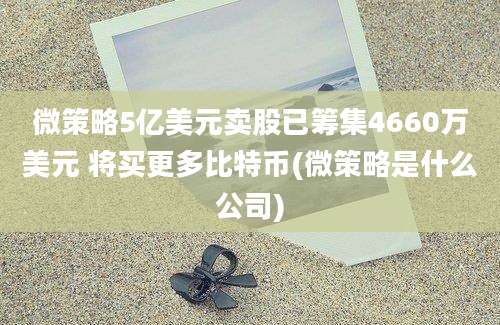 微策略5亿美元卖股已筹集4660万美元 将买更多比特币(微策略是什么公司)