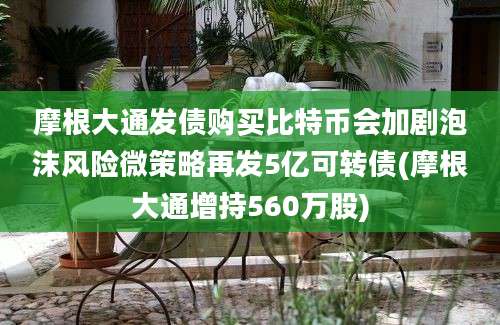 摩根大通发债购买比特币会加剧泡沫风险微策略再发5亿可转债(摩根大通增持560万股)