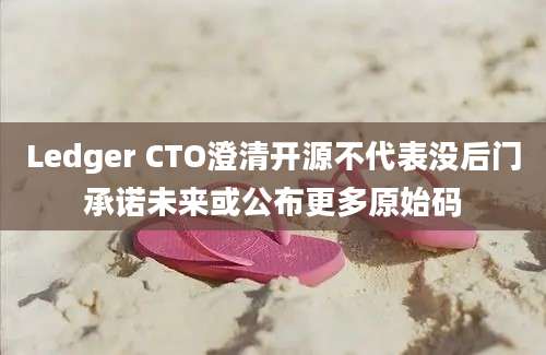 Ledger CTO澄清开源不代表没后门承诺未来或公布更多原始码