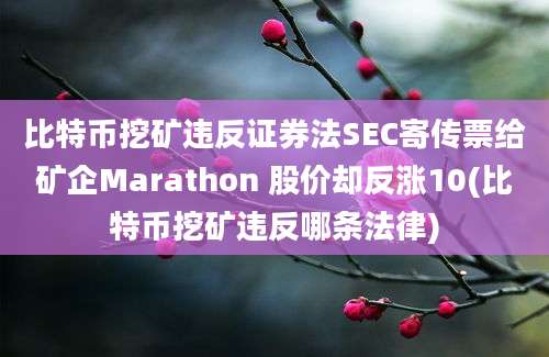 比特币挖矿违反证券法SEC寄传票给矿企Marathon 股价却反涨10(比特币挖矿违反哪条法律)