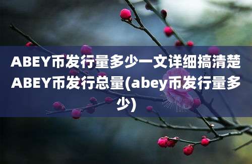 ABEY币发行量多少一文详细搞清楚ABEY币发行总量(abey币发行量多少)