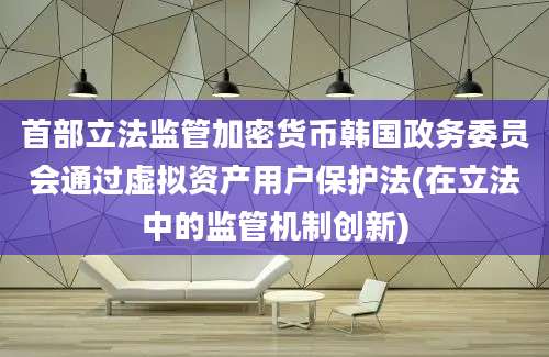 首部立法监管加密货币韩国政务委员会通过虚拟资产用户保护法(在立法中的监管机制创新)