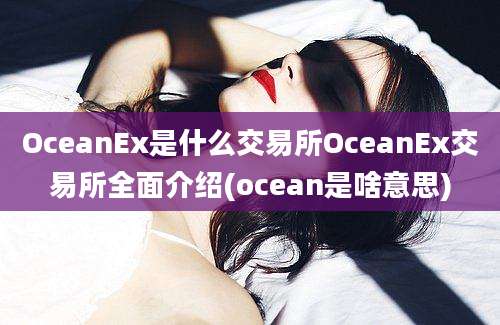 OceanEx是什么交易所OceanEx交易所全面介绍(ocean是啥意思)