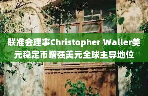 联准会理事Christopher Waller美元稳定币增强美元全球主导地位