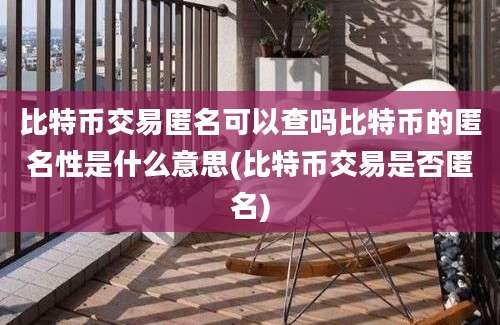 比特币交易匿名可以查吗比特币的匿名性是什么意思(比特币交易是否匿名)