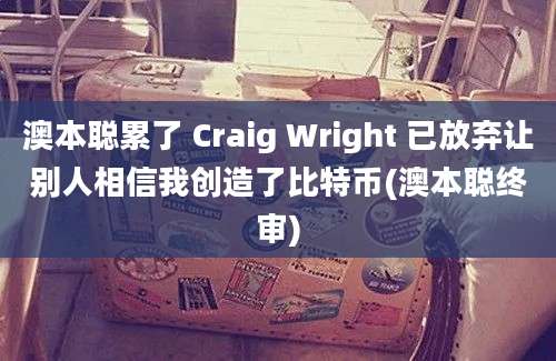 澳本聪累了 Craig Wright 已放弃让别人相信我创造了比特币(澳本聪终审)