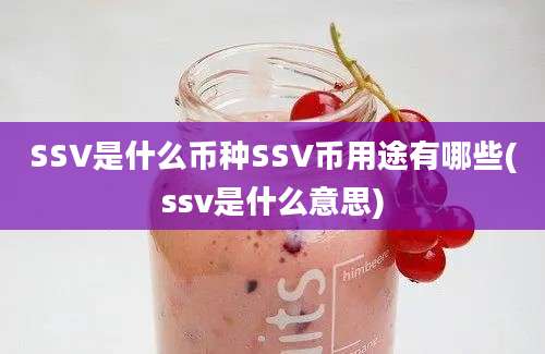 SSV是什么币种SSV币用途有哪些(ssv是什么意思)