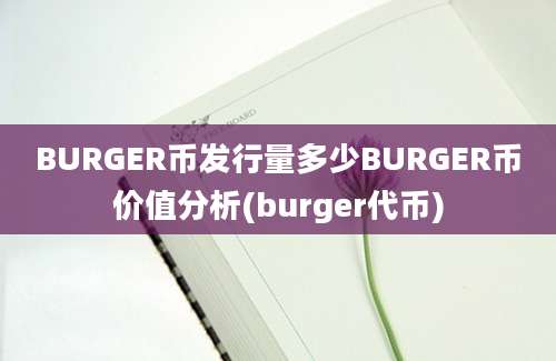 BURGER币发行量多少BURGER币价值分析(burger代币)