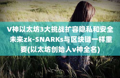 V神以太坊3大挑战扩容隐私和安全 未来zk-SNARKs与区块链一样重要(以太坊创始人v神全名)