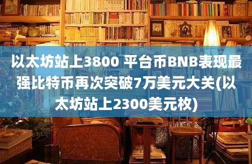 以太坊站上3800 平台币BNB表现最强比特币再次突破7万美元大关(以太坊站上2300美元枚)