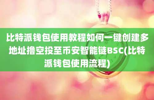 比特派钱包使用教程如何一键创建多地址撸空投至币安智能链BSC(比特派钱包使用流程)