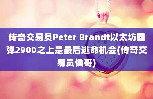 传奇交易员Peter Brandt以太坊回弹2900之上是最后逃命机会(传奇交易员侯哥)