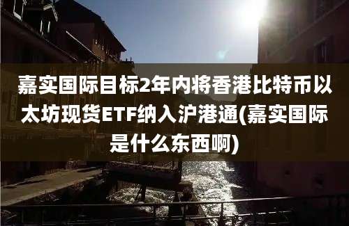 嘉实国际目标2年内将香港比特币以太坊现货ETF纳入沪港通(嘉实国际是什么东西啊)