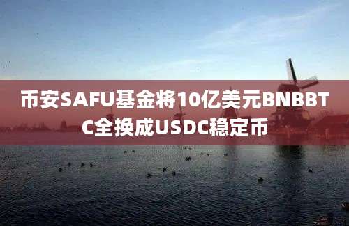 币安SAFU基金将10亿美元BNBBTC全换成USDC稳定币