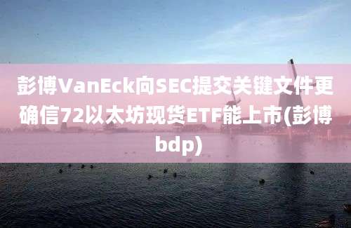 彭博VanEck向SEC提交关键文件更确信72以太坊现货ETF能上市(彭博 bdp)