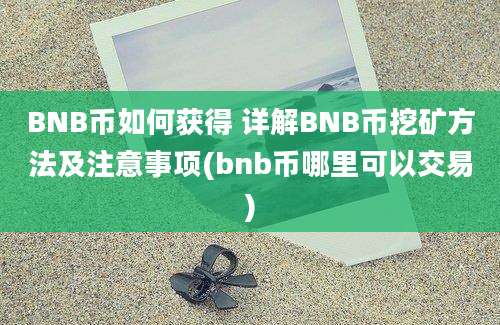 BNB币如何获得 详解BNB币挖矿方法及注意事项(bnb币哪里可以交易)