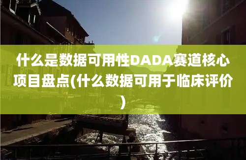 什么是数据可用性DADA赛道核心项目盘点(什么数据可用于临床评价)