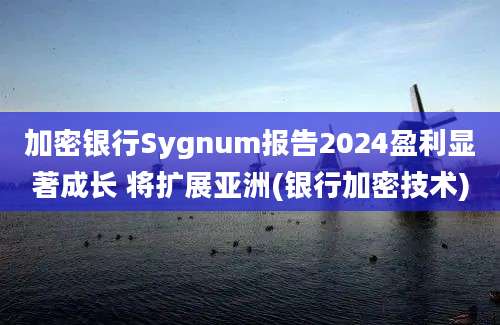 加密银行Sygnum报告2024盈利显著成长 将扩展亚洲(银行加密技术)