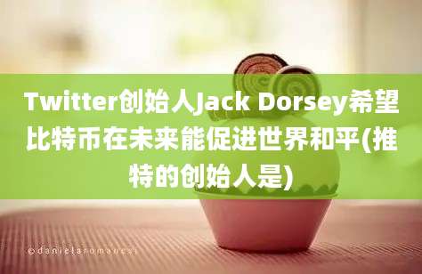 Twitter创始人Jack Dorsey希望比特币在未来能促进世界和平(推特的创始人是)