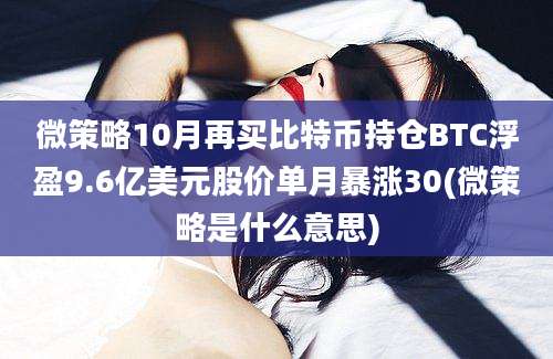 微策略10月再买比特币持仓BTC浮盈9.6亿美元股价单月暴涨30(微策略是什么意思)