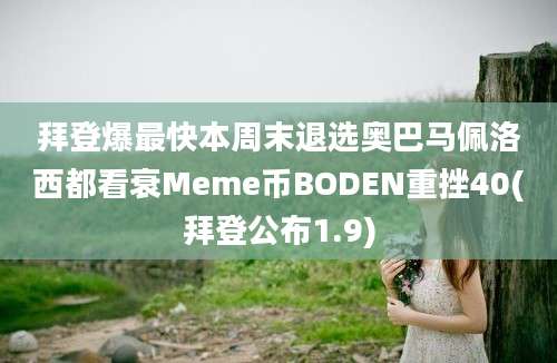 拜登爆最快本周末退选奥巴马佩洛西都看衰Meme币BODEN重挫40(拜登公布1.9)