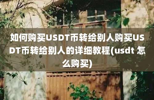 如何购买USDT币转给别人购买USDT币转给别人的详细教程(usdt 怎么购买)