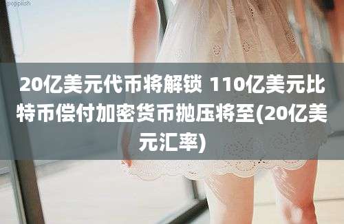 20亿美元代币将解锁 110亿美元比特币偿付加密货币抛压将至(20亿美元汇率)